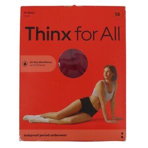 Thinx Women Plus Size 1X Hi Waist Period Underwear Panty Rhubarb Red NEW In Box